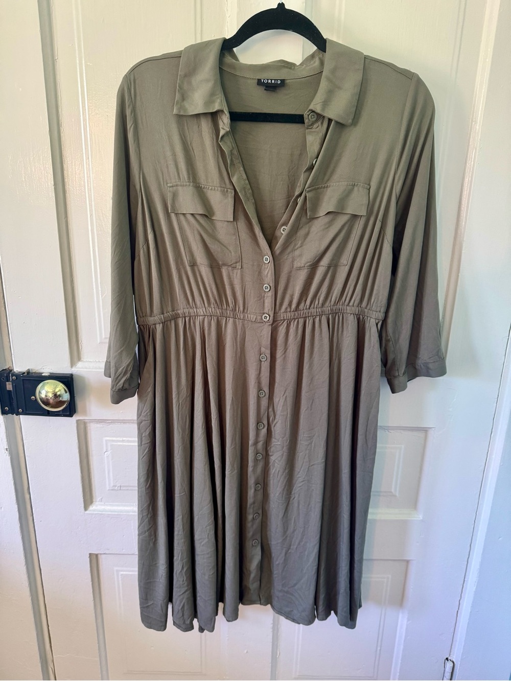 torrid Olive Green Button-Front Midi Dress